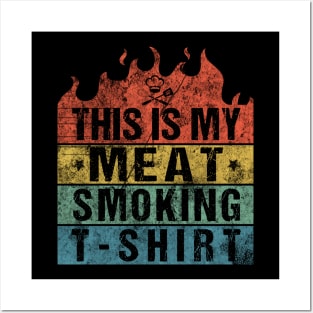 Mens Vintage This Is My Meat Smoking Shirt For a Funny BBQ Smoker Posters and Art